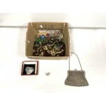 SILVER-PLATED WARRANT OFFICERS COMPACT, SHERRY, AND WHISKY LABEL, QUANTITY OF MIXED JEWELLERY,