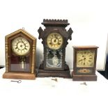 AMERICAN MANTLE CLOCK BY ANSONIA NEW YORK AND TWO OTHER AMERICAN MANTLE CLOCKS, THE LARGEST 52CMS