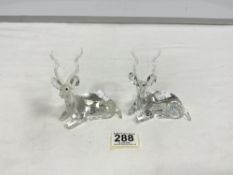 TWO SWAROVSKI CRYSTAL MODELS OF STAGS