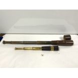 BROADHURST CLARKSON AND CO FOUR DRAW TELESCOPE WITH BROWN LEATHER CASE, AND ANOTHER MODERN