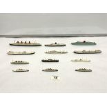 TRI-ANG METAL MODEL SHIPS - RMS CARONIA, RMS AQUITANIA, RMS SAXONIA, SS VARICELLA AND EIGHT MORE