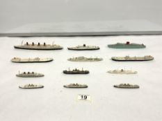 TRI-ANG METAL MODEL SHIPS - RMS CARONIA, RMS AQUITANIA, RMS SAXONIA, SS VARICELLA AND EIGHT MORE