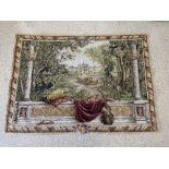 FRENCH MACHINE TAPESTRY WALL HANGING WITH SCENE OF CHATEAU DE CHAMBORD, 105 X 145CMS
