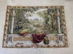 FRENCH MACHINE TAPESTRY WALL HANGING WITH SCENE OF CHATEAU DE CHAMBORD, 105 X 145CMS