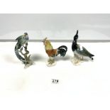 THREE GERMAN PORCELAIN FIGURES OF BIRDS, 19.5CMS