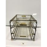 1960'S WIRE OFFICE TWO DRAWER PAPER/LETTER RACK
