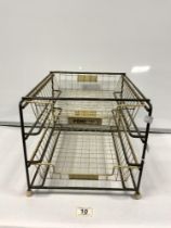 1960'S WIRE OFFICE TWO DRAWER PAPER/LETTER RACK
