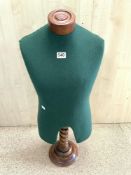 GENTLEMANS DRESSMAKERS DUMMY, TORSO ON WOODEN TWIST COLUMN