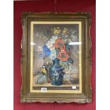 K. MIGG WATERCOLOUR DRAWING STILL LIFE STUDY OF A VASE OF FLOWERS, SIGNED AND DATED 1840, 47 X