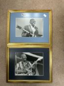 TWO FRAMED PHOTOGRAPHS OF BB KING, SIGNED BY CLAYTON CALL, 92, 95, 24 X 19CMS