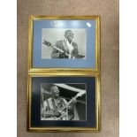 TWO FRAMED PHOTOGRAPHS OF BB KING, SIGNED BY CLAYTON CALL, 92, 95, 24 X 19CMS