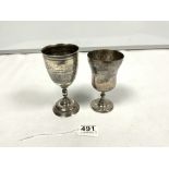 TWO EGYPTIAN WHITE METAL ENGRAVED GOBLETS (TESTED AS SILVER), 369 GRAMS