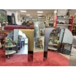 TWO ARCHED TOP WALL MIRRORS, THE LARGEST 61 X 104CMS, AND A 3/4 LENGTH BEVELLED DRESSING MIRROR