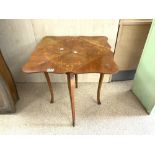 FRENCH REPRODUCTION MARQUETRY INLAID FOUR DROP LEAF TABLE, 44 X 62CMMS