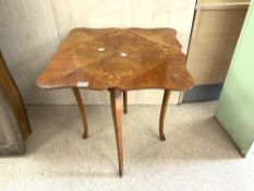 FRENCH REPRODUCTION MARQUETRY INLAID FOUR DROP LEAF TABLE, 44 X 62CMMS