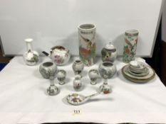 19TH/20TH CENTURY PORCELAIN SPILL VASE, 28.5CMS, PAIR OF CHINESE PLATES, A PAIR OF SMALL CHINESE