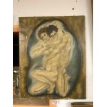 INGRAM, UNFRAMED OIL ON CANVAS - STUDY OF TWO NUDE FIGURES, SIGNED AND DATED 1970, 51 X 41CMS