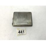 HEAVY HALLMARKED SILVER RECTANGULAR ENGINE TURNED CIGARETTE CASE 9.5CMS, 134 GRAMS BIRMINGHAM