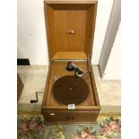 HMV OAK CASE WIND-UP GRAMOPHONE