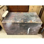 VINTAGE METAL BOUND PINE TOOL CHEST, 86 X 50 X 50CMS