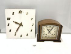 ART DECO MAHOGANY MANTLE CLOCK WITH CHROME AND EBONY DETAILING, AND A HOMEMADE CLOCK WITH A TEMCO