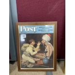 FRAMED ORIGINAL OF THE SATURDAY EVENING POST-JUNE 26 1943 - SHOWING SOLDIER AND ARAB 26 X 35CMS