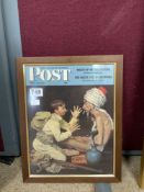 FRAMED ORIGINAL OF THE SATURDAY EVENING POST-JUNE 26 1943 - SHOWING SOLDIER AND ARAB 26 X 35CMS