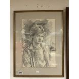 PENCIL SKETCH DRAWING - PORTRAIT YOUNG MAN SIGNED DOROTHY COLLES (1917-2003), 32 X 46CMS
