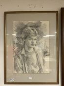 PENCIL SKETCH DRAWING - PORTRAIT YOUNG MAN SIGNED DOROTHY COLLES (1917-2003), 32 X 46CMS