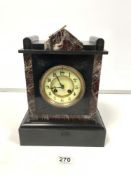 A VICTORIAN 2-COLOUR SLATE MANTLE CLOCK, 24 X 32CMS