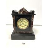 A VICTORIAN 2-COLOUR SLATE MANTLE CLOCK, 24 X 32CMS