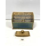 1950S TOOLED LEATHER ASPREY LETTER RACK AND A BLOTTER