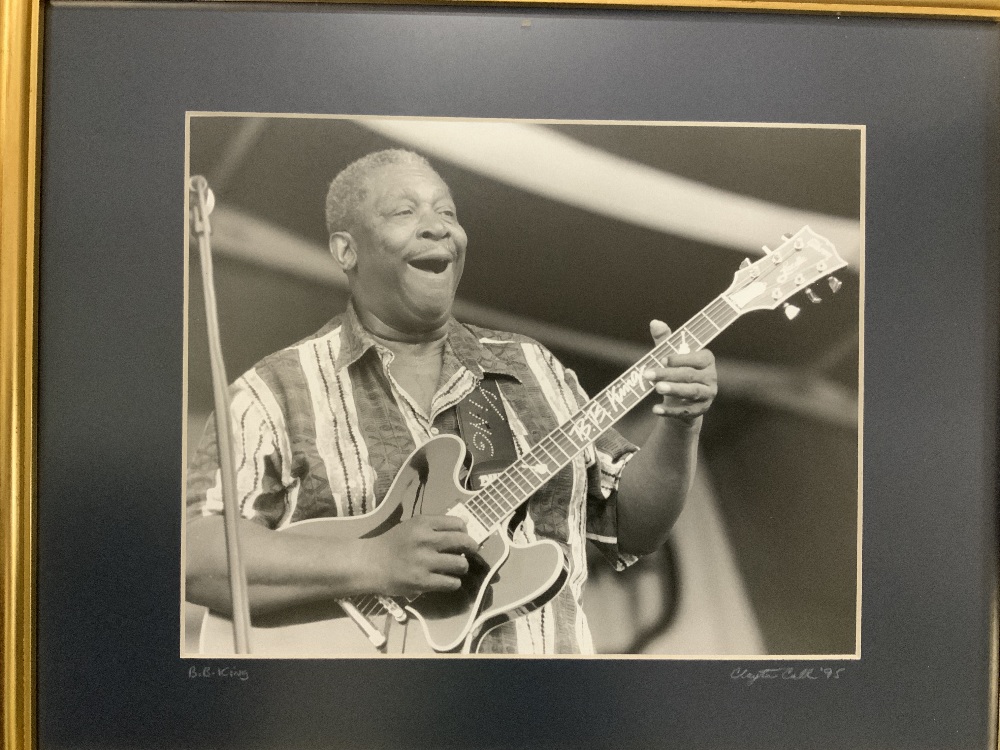 TWO FRAMED PHOTOGRAPHS OF BB KING, SIGNED BY CLAYTON CALL, 92, 95, 24 X 19CMS - Image 4 of 8