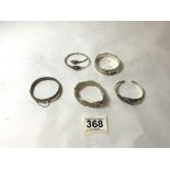 HALLMARKED SILVER/WHITE METAL BRACELETS 5 IN TOTAL, 93 GRAMS