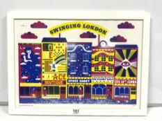 MARCUS WALTERS FOR THE V AND A, 2016 PRINT OF 'SWINGING LONDON' MONOGRAMMED IN CORNER, 58 X 41CMS
