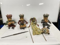 THREE MULTI COLOUR PAINTED RAJASTHANI MUSICAL STATUES