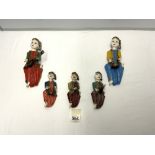 FIVE INDIAN PAINTED WALL FIGURES