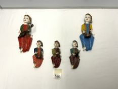 FIVE INDIAN PAINTED WALL FIGURES