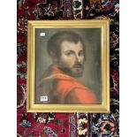 A 19TH-CENTURY PASTEL PORTRAIT OF A BEARDED MAN IN GILT FRAME, 36 X 41CMS