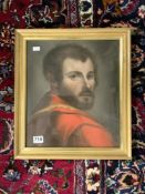 A 19TH-CENTURY PASTEL PORTRAIT OF A BEARDED MAN IN GILT FRAME, 36 X 41CMS