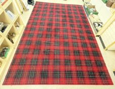 RED AND BLACK TARTAN PATTERN CARPET, 288 X 436CMS