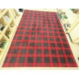 RED AND BLACK TARTAN PATTERN CARPET, 288 X 436CMS