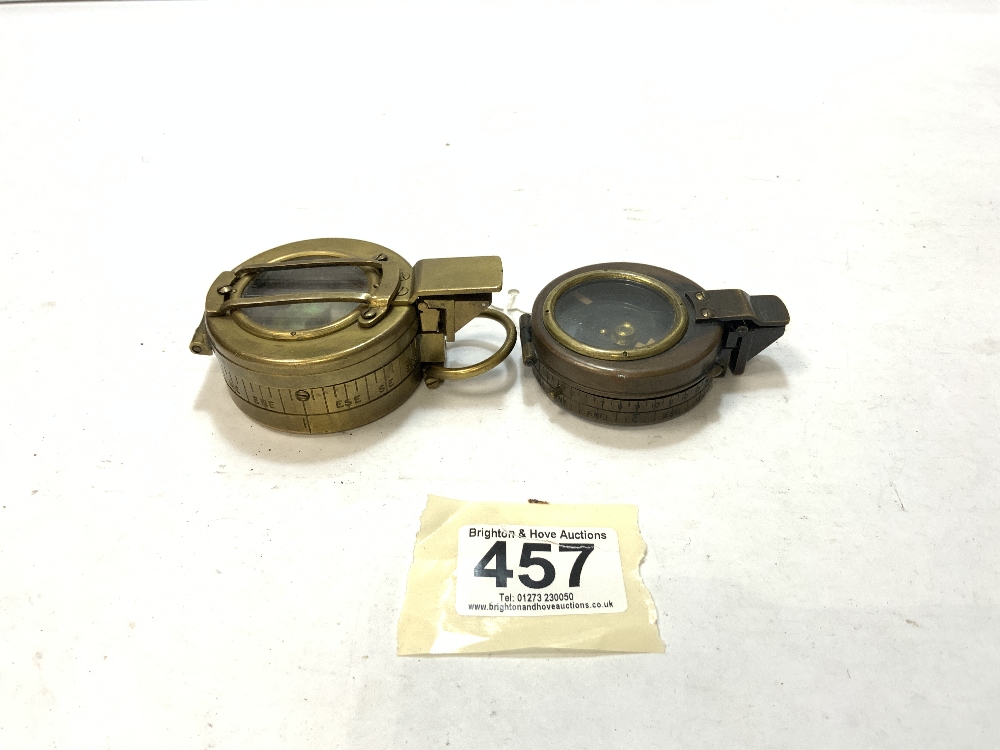 FIRST WORLD WAR MILITARY COMPASS, AND A SECOND WORLD WAR COMPASS, 1940 MK 111 MADE BY T. G. C & - Image 2 of 4