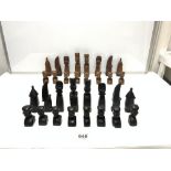 CARVED AFRICAN WOODEN CHESS SET MAKER- J SHOOLBRED