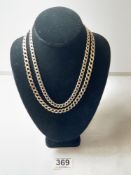 TWO 925 SILVER FLAT CURB LINK NECKLACES, 16-18 INCH, 76 GRAMS