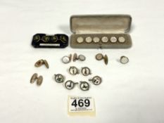 SET OF MOTHER O PEARL STUDS IN CASE, A PAIR OF TRINITY HOUSE CUFFLINKS ETC