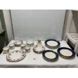 SALISBURY CHINA FLORAL PART TEA SET AND BURLEIGH WARE DINNER AND SIDE PLATES