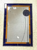 LEADED LIGHT WALL MIRROR IN THE STYLE OF MACKINTOSH, 41 X 62CMS