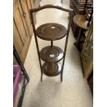 THREE TIER OAK FOLDING CAKE STAND