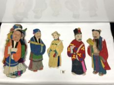 FOURTEEN CHINESE SILK CUT OUT FIGURES